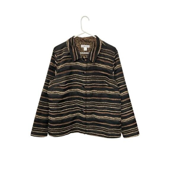 Christopher & Banks Jackets & Blazers - Christopher & Banks Striped Blazer Jacket Brown Black Sz X-Large Tribal Textured